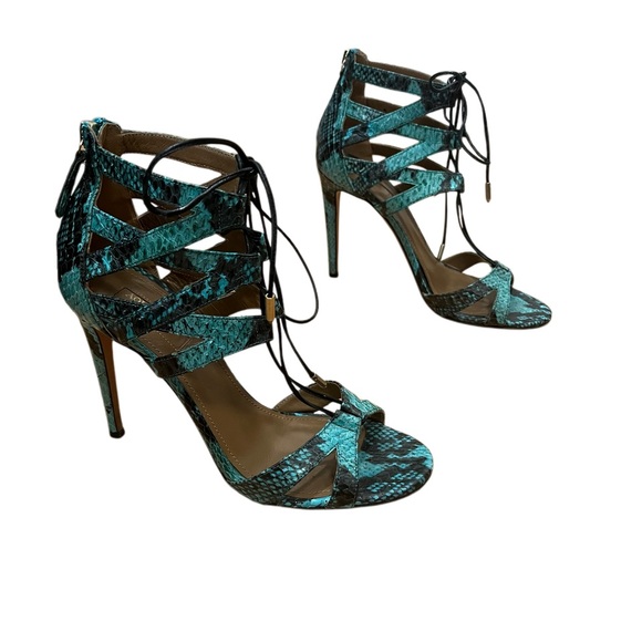 Aquazzura Beverly Hills Elaph Snakeskin Sandals - Picture 2 of 14